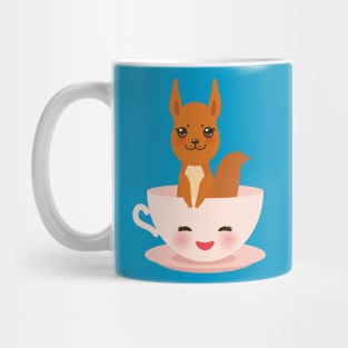 Cute Kawaii pink cup with red squirrel Mug